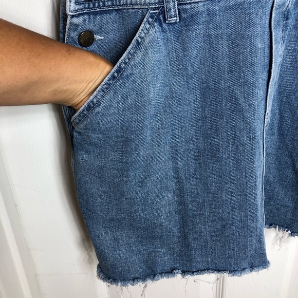 ASOS DESIGN Denim Midwash Blue Distress Fry Hem Dungaree Dress UK8 USA 4 - Picture 6 of 16